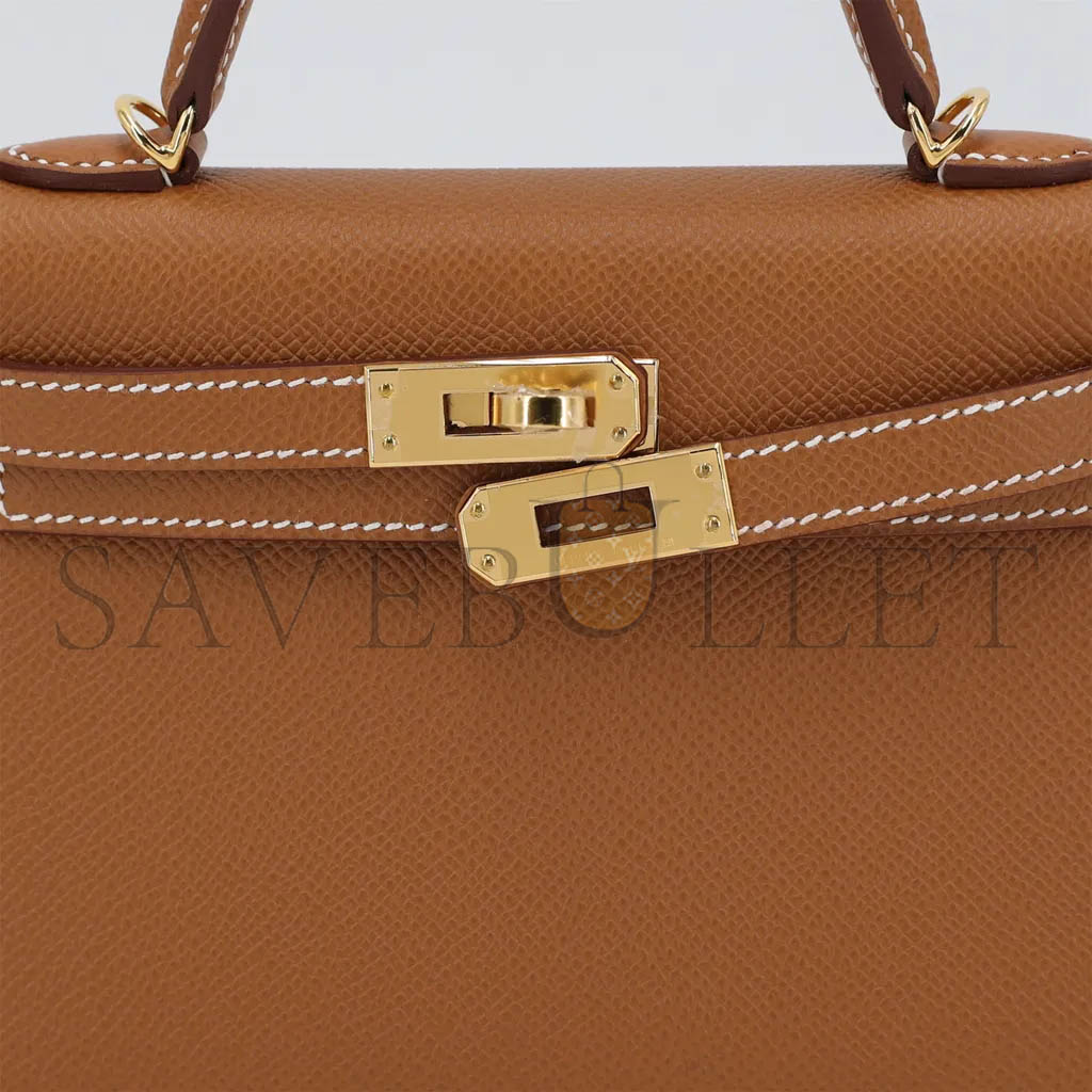 HERMÈS MASTER MINI KELLY SECOND GENERATION GOLDEN BROWN GOLD EPSOM (19*12*5.5cm) 